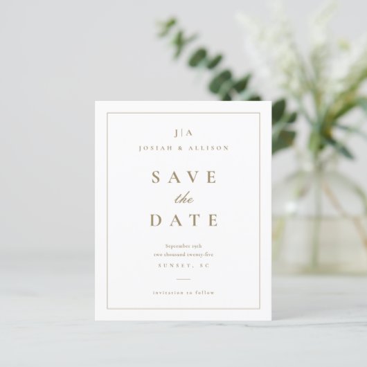 Classic Monogram Budget Save the Date (Stehend Vorderseite)