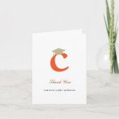 Classic Monogram C Graduation Cap Foto Modernes Dankeskarte (Vorderseite)