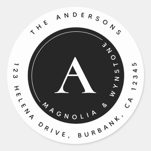 Classic Monogram Couple Rücksendeadresse Classic R Runder Aufkleber (Vorderseite)
