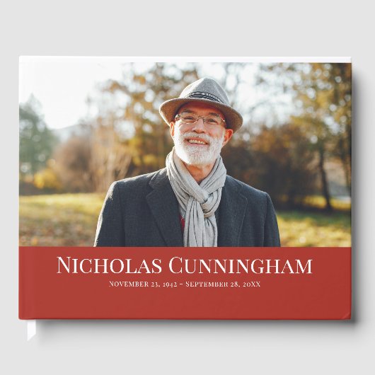 Classic Monogram Custom Foto Memorial Gästebuch (Vorderseite)