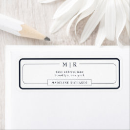 Classic Monogram Dark Navy Blue Border Address