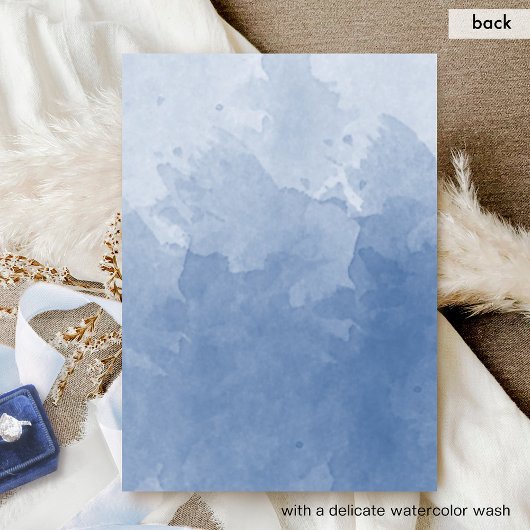 Classic Monogram Dusty Blue Watercolor Wedding Einladung