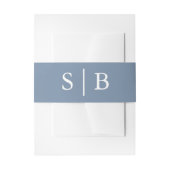 Classic Monogram Dusty Blue Wedding Einladungsbanderole (Vorderseite Beispiel)