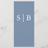 Classic Monogram Dusty Blue Wedding Menükarte (Rückseite)