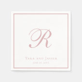 Classic Monogram Dusty Rose Rosa Elegante Hochzeit Serviette (Vorderseite)