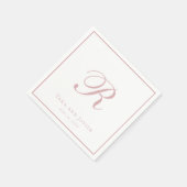 Classic Monogram Dusty Rose Rosa Elegante Hochzeit Serviette (Ecke)