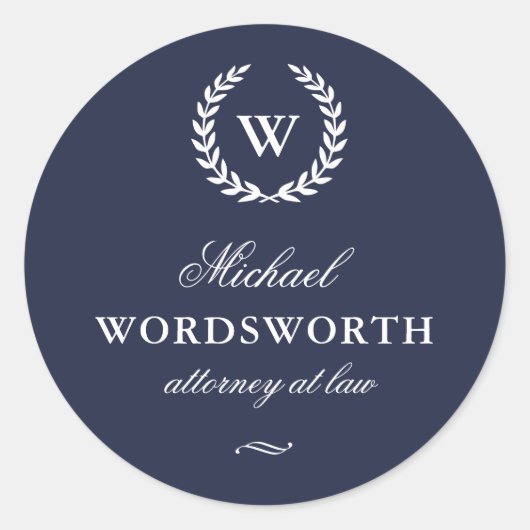 Classic Monogram Elegant Blue Business Sticker (Vorderseite)