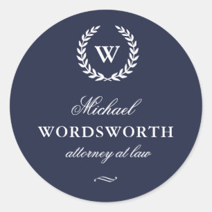 Classic Monogram Elegant Blue Business Sticker