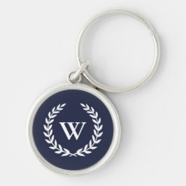 Classic Monogram Elegant Blue Premium Schlüsselanh Schlüsselanhänger