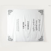 Classic Monogram Elegant Border Wedding Wandteppich (Vorderseite (Horizontal))