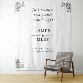 Classic Monogram Elegant Border Wedding Wandteppich