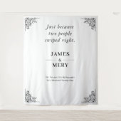 Classic Monogram Elegant Border Wedding Wandteppich (Vorderseite)