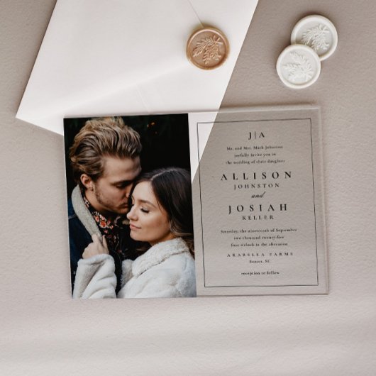 Classic Monogram Elegant Foto Wedding Acryleinladungen