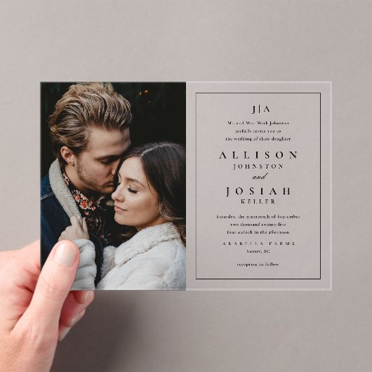 Classic Monogram Elegant Foto Wedding Acryleinladungen (Insitu (Handheld))