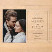 Classic Monogram Elegant Foto Wedding Acryleinladungen (Vorderseite)