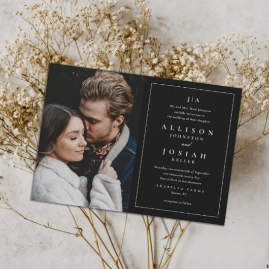 Classic Monogram Elegant Foto Wedding Einladung