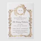 Classic Monogram Elegant Gold Wappen Wreath Weddin Pergament Einladungen (Vorderseite)