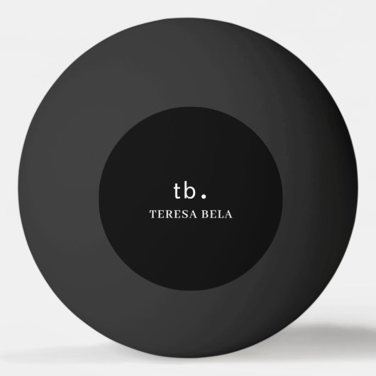 Classic Monogram Elegant Minimal Black Style Art Tischtennisball (Vorderseite)
