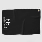 Classic Monogram | Elegant Minimal Black & White Golfhandtuch (Horizontal)