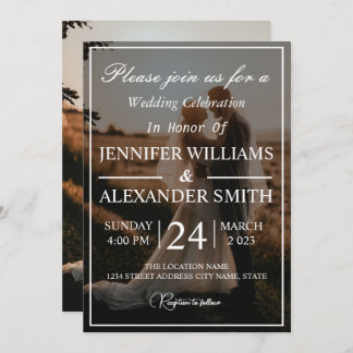 Classic Monogram Elegant Photo Wedding Invitation Einladung