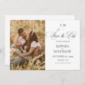 Classic Monogram Elegant Photo Wedding  Save The Date (Vorne/Hinten)