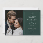 Classic Monogram Forest Green Wedding Foto Save The Date (Vorderseite)