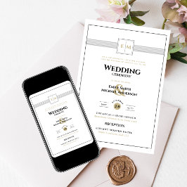 Classic Monogram Formale Wedding White All in 1 In Einladung