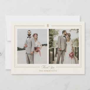 Classic Monogram Foto Wedding Dankeschön Card Dankeskarte