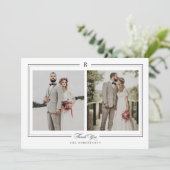Classic Monogram Foto Wedding Dankeschön Card Dankeskarte (Stehend Vorderseite)