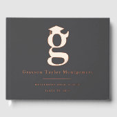Classic Monogram G And Graduation Cap Grad Party Gästebuch (Vorderseite)