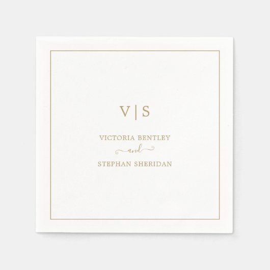 Classic Monogram Gold Elegante Wedding Serviette (Vorderseite)