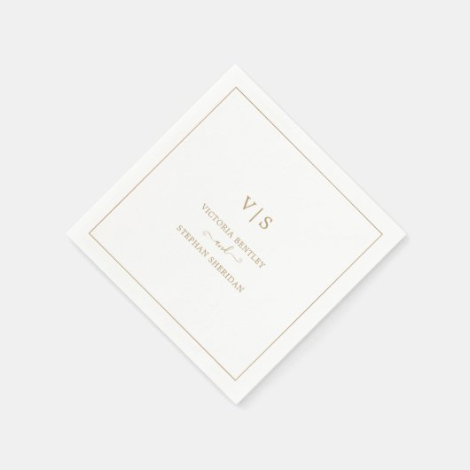 Classic Monogram Gold Elegante Wedding Serviette (Ecke)