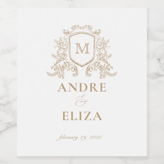 Classic Monogram Gold Food and Beverage Label Set Weinetikett (Einzelnes Label)