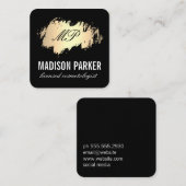 Classic Monogram Gold mit schwarzer Pinsel Quadratische Visitenkarte (Vorne/Hinten)