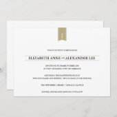 Classic Monogram Gold Wedding Einladung (Vorne/Hinten)