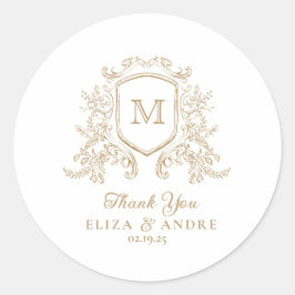 Classic Monogram Gold Wedding Sticker