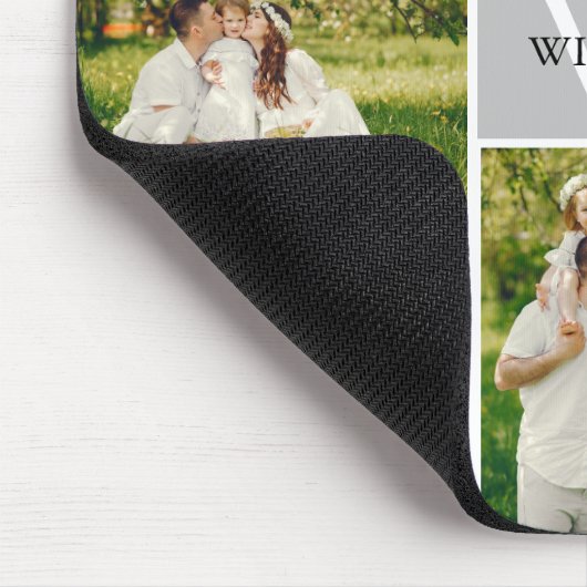 Classic Monogram Gray Foto Collage Mousepad (Ecke)