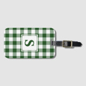 Classic Monogram Green White Buffalo Karo Muster Gepäckanhänger (Vorderseite (Horizontal))
