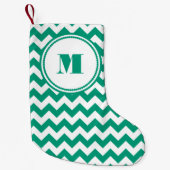 Classic Monogram Green Zickzack Pattern Kleiner Weihnachtsstrumpf (Vorderseite)