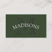 Classic Monogram Grey Green mit Arc Text Visitenkarte (Vorderseite)