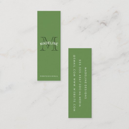 Classic Monogram grün mit Arc Text Mini Visitenkarte (Vorne/Hinten)