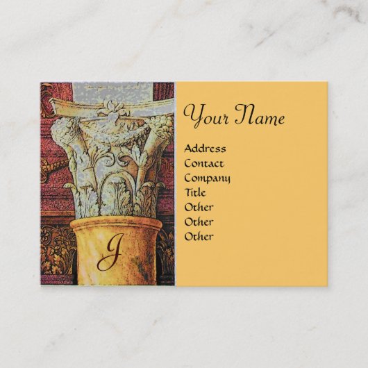 CLASSIC MONOGRAM, hellbraun, grau, gelb Visitenkarte (Vorderseite)