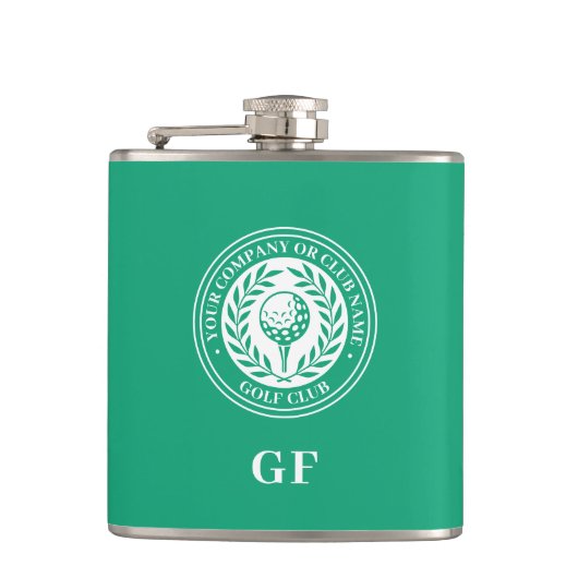 Classic Monogram Individuelle Name Green Flachmann (Vorderseite)