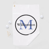 Classic Monogram Initial & Nachname Blau & Schwarz Golfhandtuch (Insitu)
