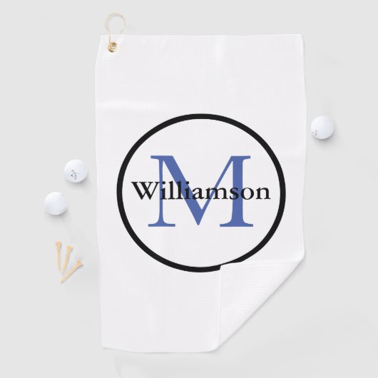 Classic Monogram Initial & Nachname Blau & Schwarz Golfhandtuch (Insitu)