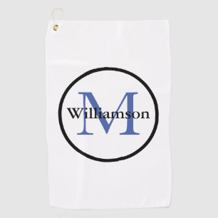 Classic Monogram Initial & Nachname Blau & Schwarz Golfhandtuch