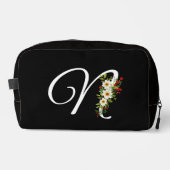 Classic monogram initial red flower mother gift waschbeutel (Vorderseite)
