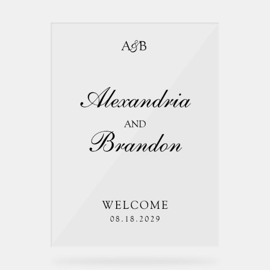 Classic Monogram Initials and Ampersand Wedding Acrylschild (Vorderseite)