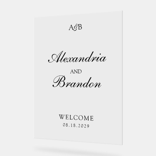 Classic Monogram Initials and Ampersand Wedding Acrylschild (Winkel)