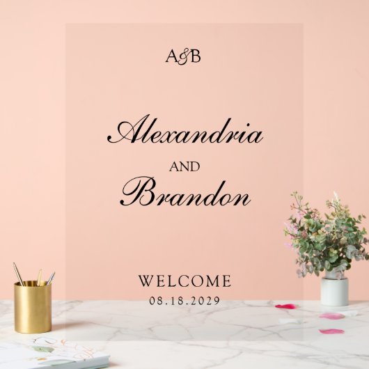 Classic Monogram Initials and Ampersand Wedding Acrylschild (Hochzeit)